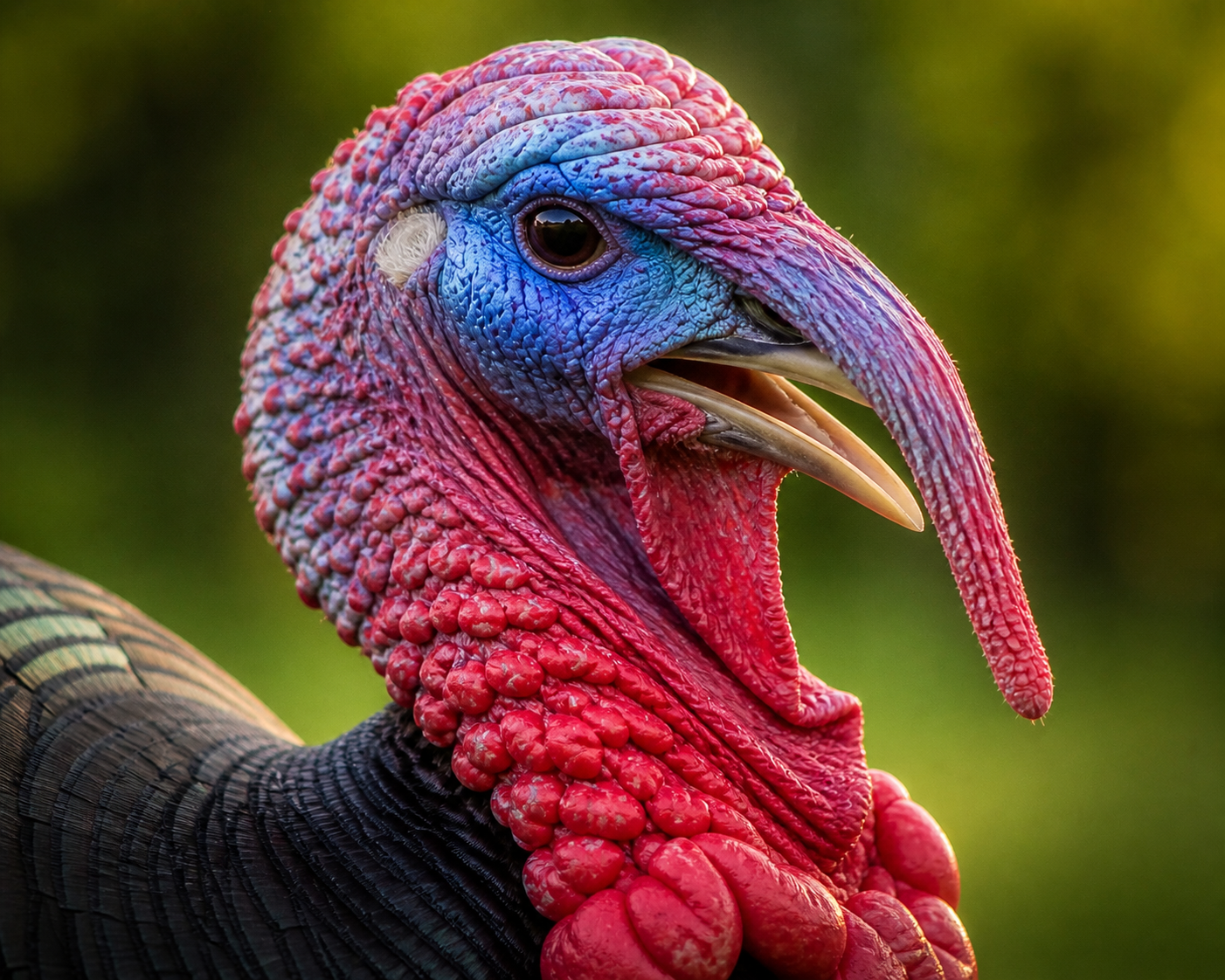 Close-up van de kop en snood van een kalkoen