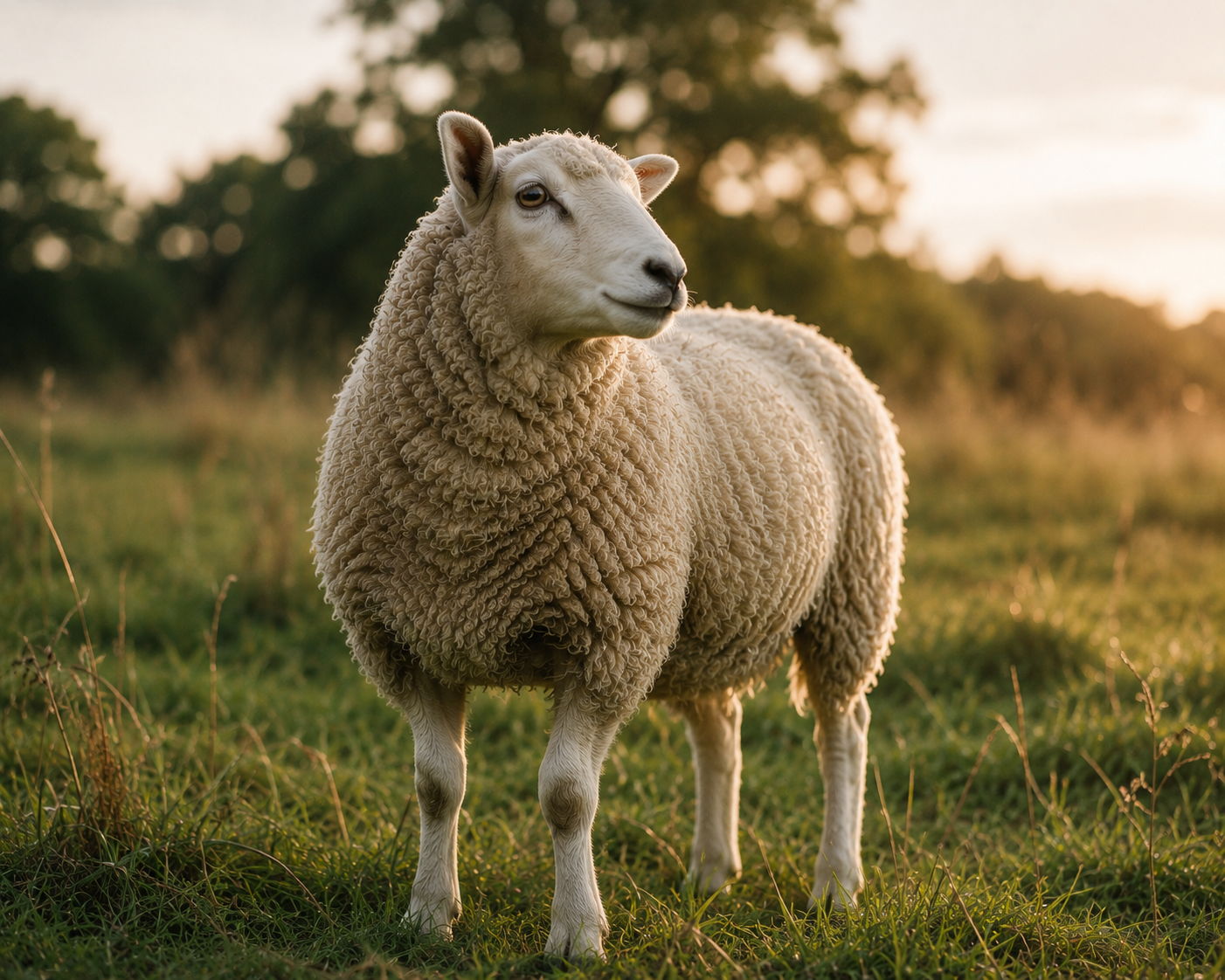 Schaap dat alert om zich heen kijkt